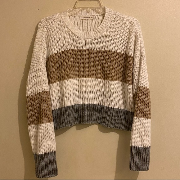 moon & madison Sweaters - Moon & Madison Women’s Anthropologie Striped Knit Sweater M Cropped Boxy Boho